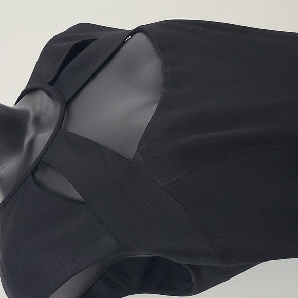 SZ 10 Cache Black Sleeveless Cut-Out Tailored Stretchy Dress - Picture 8 of 16